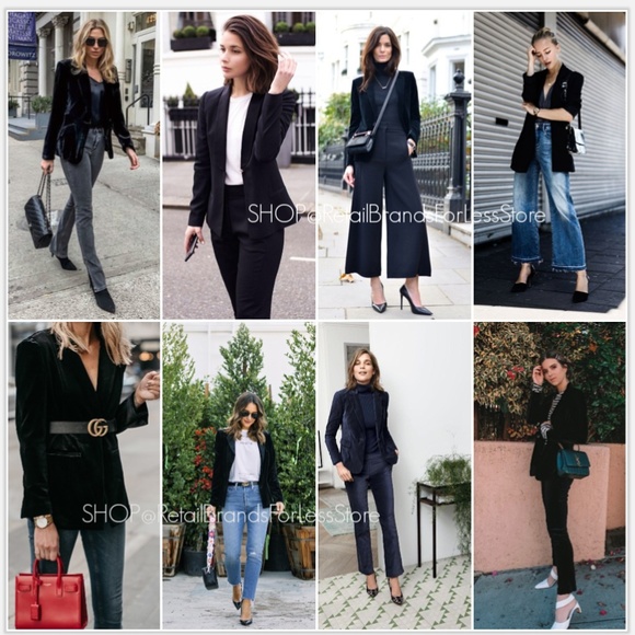 ZARA WOMAN Black Velvet Effect Satin Accent Double Breasted Tuxedo Blazer - Picture 2 of 10